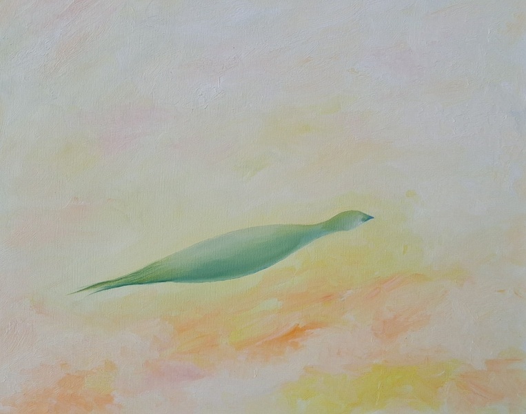 Peinture - S'éloignant d'elle et de son doux rivage - Huile sur toile - 2026